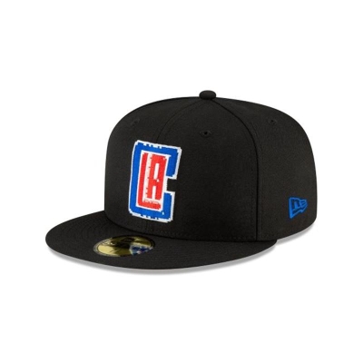 Black Los Angeles Clippers Hat - New Era NBA Pixel 59FIFTY Fitted Caps USA5748692
